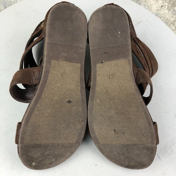 Corkys Women's Size 8 Terrance Brown Faux Suede Open Toe Back Zip Sandals - Picture 10 of 15